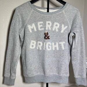 American Eagle Merry & Bright Sweatshirt Gray Sequin Sherpa Size M